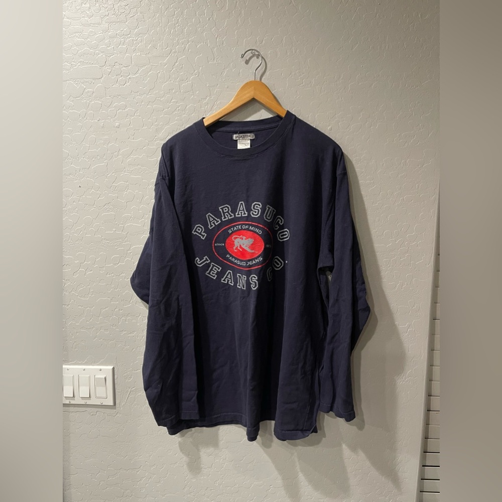 Vintage Parasuco Jeans Logo Long Sleeve‎ Shirt 2XL